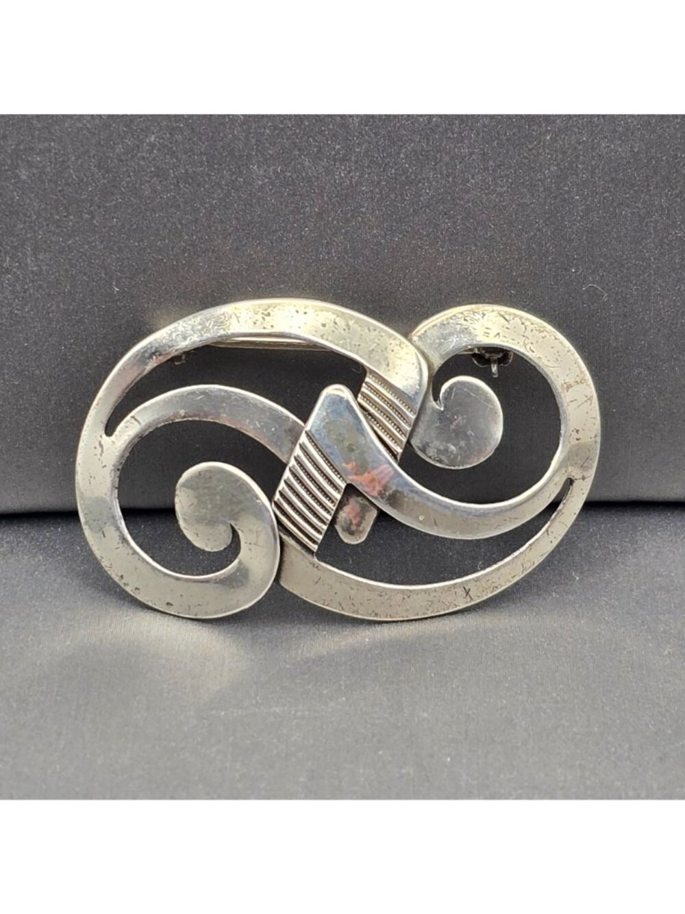 Vintage Beau Sterling Swirl Brooch Mid Century Modern Pin Sculptural Jewelry - Picture 8 of 8